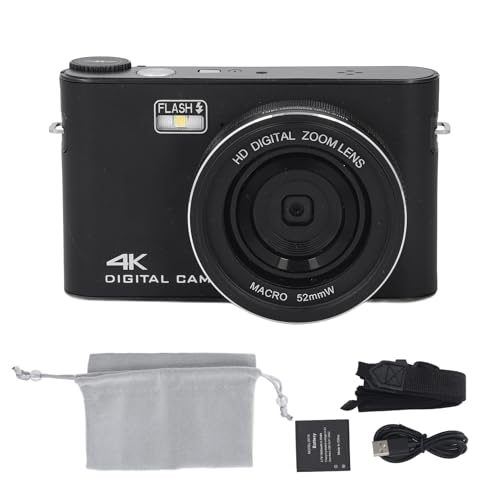 4K Digitalkamera 64MP HD Touchscreen Compact Travel Camera mit Autofokus für Fotografie -Enthusiasten (Black) von TARSHYRY