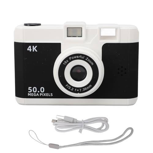 50MP 1080P Digitalkamera, Kompakte Kleine Kamera mit 8-fachem Digitalzoom, 2,4-Zoll-Bildschirm, 800-mAh-Akku für Videoaufnahmen auf Reisen (Black) von TARSHYRY