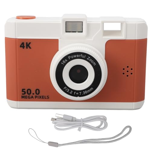 50MP 1080P Digitalkamera, Kompakte Kleine Kamera mit 8-fachem Digitalzoom, 2,4-Zoll-Bildschirm, 800-mAh-Akku für Videoaufnahmen auf Reisen (Brown) von TARSHYRY
