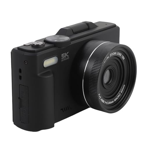 5K HD Digitalkamera 75MP UHD 18xAF Autofokus 3 Zoll Flip Screen WiFi -Kamera mit Blitz für Fotografie und Video (Black) von TARSHYRY