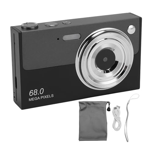 68MP HD 4K Digitalkamera 16x Digital Zoom USB C Compact Travel Camera mit 32 GB Speicher für Jugendstudenten (Black) von TARSHYRY
