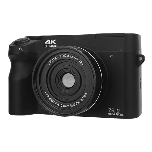 75MP 4K Digitalkamera UHD 3 Zoll LCD -Bildschirm 18x Digital Zoom WiFi -Kamera mit Blitz (Black) von TARSHYRY