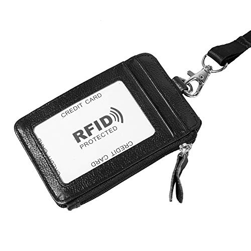 Abzeichenhalter, Abzeichen Lanyard -Kartenhalter Blocking ID Badge Cowide Wallet Hardware Vertikaler Lanyard Halskette ID -Abzeichen für Büros Mitarbeiter Mitarbeiter Mitarbeiter Mitarbeiter von TARSHYRY