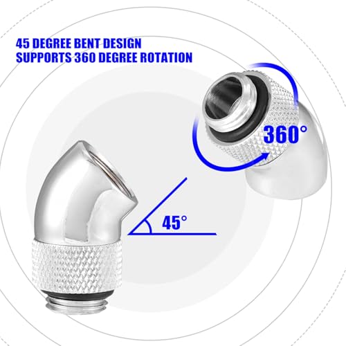 CPU -Kühler, CPU -Wasserkühler Wasserkühlsystem Tackle Accessor mit Einem 45 Grad Winkel Lüfter für G1/4 Anpassungsadapteranschluss von TARSHYRY