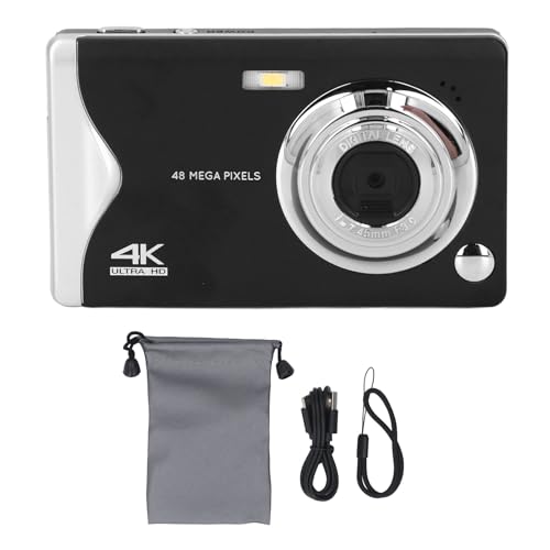 Digital Kamera 4K Autofokus Video 48MP 16x Zoom AF Tragbare Kompakt Kamera Reise Fotografie (Black) von TARSHYRY