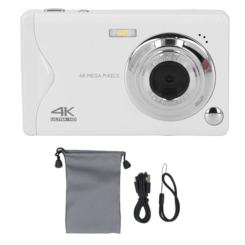 Digital Kamera 4K Autofokus Video 48MP 16x Zoom AF Tragbare Kompakt Kamera Reise Fotografie (White) von TARSHYRY