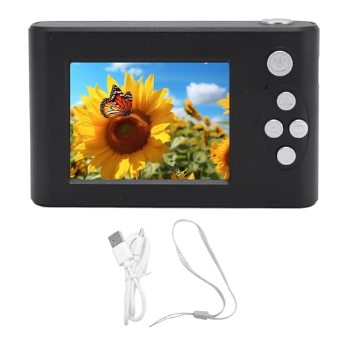 Digitalkamera Compact 8X Zoom 48MP 1080p 2,4 Zoll IPS Bildschirm Anti Shake Auto Focus -Kamera für Reisen mit Spiegel (Black) von TARSHYRY