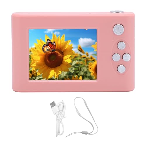 Digitalkamera Compact 8X Zoom 48MP 1080p 2,4 Zoll IPS Bildschirm Anti Shake Auto Focus -Kamera für Reisen mit Spiegel (PINK) von TARSHYRY