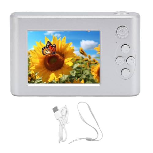 Digitalkamera Compact 8X Zoom 48MP 1080p 2,4 Zoll IPS Bildschirm Anti Shake Auto Focus -Kamera für Reisen mit Spiegel (Silver) von TARSHYRY