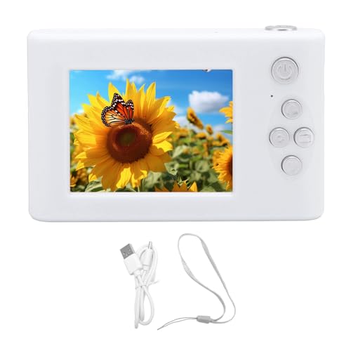Digitalkamera Compact 8X Zoom 48MP 1080p 2,4 Zoll IPS Bildschirm Anti Shake Auto Focus -Kamera für Reisen mit Spiegel (White) von TARSHYRY