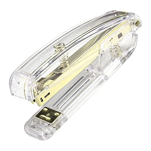 Hefter für Schreibtisch, Kleiner Hefter Hefter Minimalistischer Stil Hefter Labor Rettung Easy Stapling Acryl Metal Handheld Hefter Bequeme Griffklammern für Büroschule (Golden) von TARSHYRY