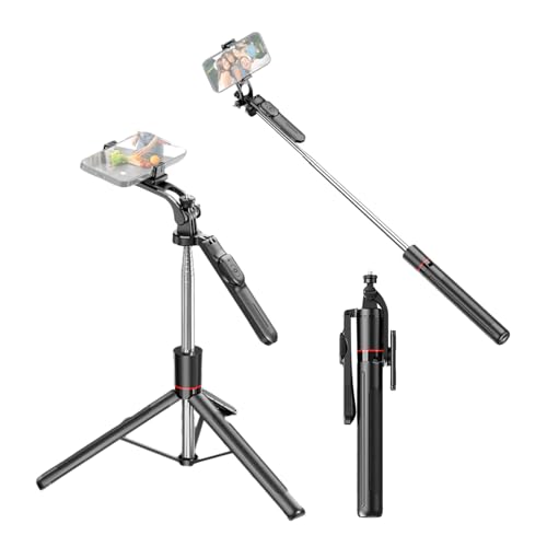 Selfie -Stick Stativ 67 Zoll Erweiterbares Telefonstativständer mit Remote Shutter Vlogging Live -Streaming -Gruppen -Fotos Desktop -Ständer (Black) von TARSHYRY