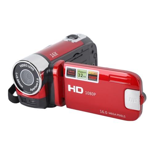 TARSHYRY 4K 48MP DV -Kamera Rotatable Bildschirm 16x Digital Zoom Videokabelle USB -Kabel 2,7 Zoll TFT für Vlogging -Reise (Rot) von TARSHYRY