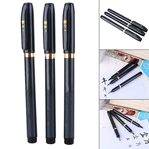 TARSHYRY Chinesische Japanische Kalligraphie Shodo Pinsel Tinte Schreiben Schreiben Zeichnen Handwerk 3PCs mit Verschiedenen Nibgrößen Hochglanzstriche für Künstler Geeignet von TARSHYRY