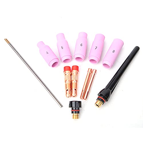 TARSHYRY Tig -SchweißZubehör, Schweißgeräte 13pcs Tig Schweißschweißzackungszubehör Schweißteile Torch Verbrauchsmaterial Zubehör Torch Kit 1,6 Mm 2,4 Mm für 17/18/26 Taschenlampe (13 Stück) von TARSHYRY