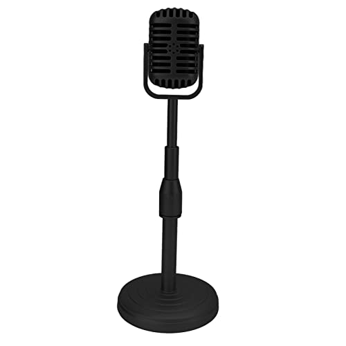 Vintage -Mikrofon -Prop Modell, Vintage Mikrofon Prop Modell Simulation Altmodischem Mikrofonmodell mit Stabiler Basis und Stützstab Retro Style Mic Set Retro (BLACK) von TARSHYRY