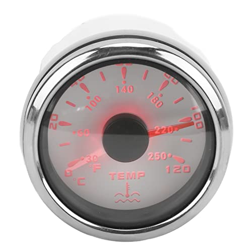 Wassertemperaturanzeige, Temperaturmesser Automobil PVC ABS 316 Edelstahl mit Kappe Wassertemperaturanzeige für Boote Wohnmobile (WHITE) von TARSHYRY
