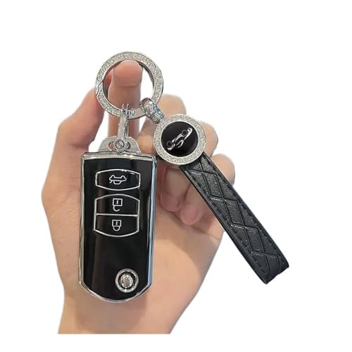 Autofernbedienungen 2 3 Tasten Weiche TPU Schlüsselhalter Für Mazda 2 3 5 6 CX7 CX9 RX8 MX5 MPV Für Demio Auto Flip Key Cover Case Shell Fob Schlüsselanhänger Schutz Autoschlüssel Hülle(3 BTN Black Se von TASEKI