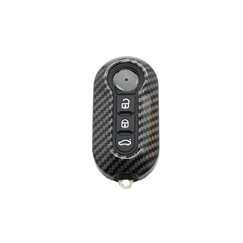 Autofernbedienungen Carbon Abs Auto Schlüsselanhänger Shell Cover Für 500L 500X Für Abarth 3-Tasten Klappschlüssel Autoschlüssel Hülle(Zwart) von TASEKI
