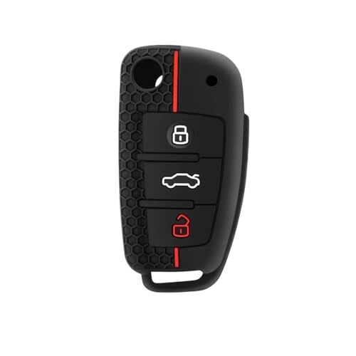 Autofernbedienungen Für A1 A3 A6 C5 C6 Q3 Q2 Q7 TT TTS R8 S3 S6 RS3 RS6 A4 Silikon Auto Schlüsselanhänger Abdeckung Autoschlüssel Hülle(Red Line) von TASEKI