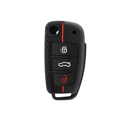 Autofernbedienungen Für A1 A3 A6 C5 C6 Q3 Q2 Q7 TT TTS R8 S3 S6 RS3 RS6 A4 Silikon Auto Schlüsselanhänger Abdeckung Autoschlüssel Hülle(Red Line) von TASEKI