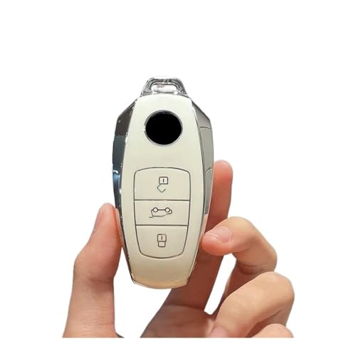 Autofernbedienungen Weiche TPU-Autoschlüsselhülle Hüllenhalter Vollständiger Schutz Für Touareg 2017–2021 Schlüsselanhänger-Zubehör Autoschlüssel Hülle(Wit) von TASEKI