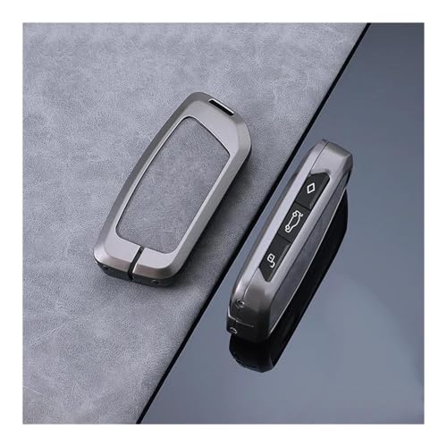 Autofernbedienungen Zinklegierung Leder Auto Smart Remote Key Case Cover Fob Für 735i 740Li X7 X1 U11 I7 G07 LCI IX XM 7 Serie 2023 2024 Schlüsselanhänger Autoschlüssel Hülle(Gray) von TASEKI