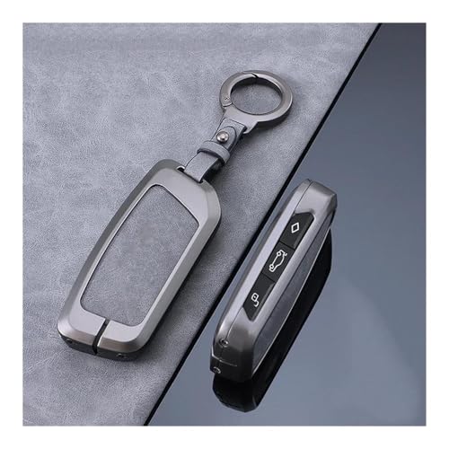 Autofernbedienungen Zinklegierung Leder Auto Smart Remote Key Case Cover Fob Für 735i 740Li X7 X1 U11 I7 G07 LCI IX XM 7 Serie 2023 2024 Schlüsselanhänger Autoschlüssel Hülle(Grey Chain) von TASEKI