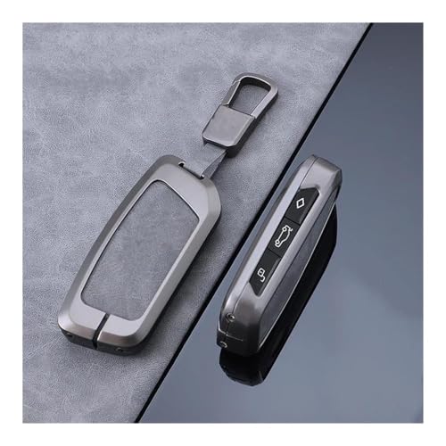 Autofernbedienungen Zinklegierung Leder Auto Smart Remote Key Case Cover Fob Für 735i 740Li X7 X1 U11 I7 G07 LCI IX XM 7 Serie 2023 2024 Schlüsselanhänger Autoschlüssel Hülle(Grey Keychain) von TASEKI