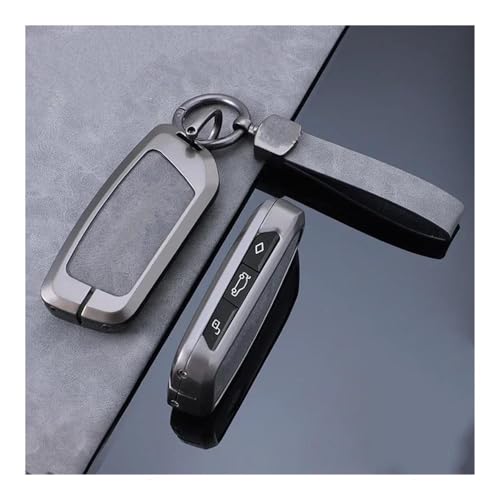 Autofernbedienungen Zinklegierung Leder Auto Smart Remote Key Case Cover Fob Für 735i 740Li X7 X1 U11 I7 G07 LCI IX XM 7 Serie 2023 2024 Schlüsselanhänger Autoschlüssel Hülle(Grey Ring) von TASEKI
