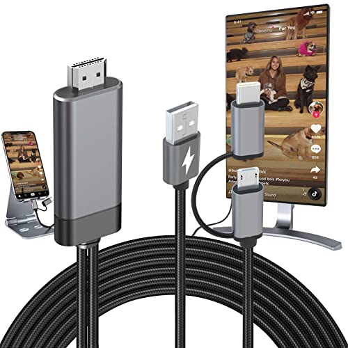 HDMI-Adapter, Micro-USB-Typ-C, 2-in-1, MHL-Kabel, geflochtenes Video-Konverter und Ladekabel für Samsung Galaxy A21, A20, A50, Tablet, Telefon, Android-Geräte zum Überwachen von Projektorfernsehen HDMI-Adapter, Micro-USB-Typ-C, 2-in-1, MHL-Kabel, geflochtenes Video-Konverter und Ladekabel für Samsung Galaxy A21, A20, A50, Tablet, Telefon, Android-Geräte zum Überwachen von Projektorfernsehen von TASUMATO