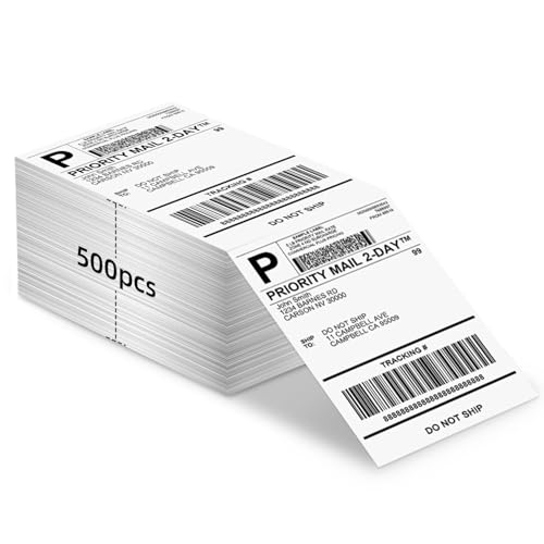 TATTMUSE 4×6 DHL Thermo-Versandetiketten, 500 weiße Gefaltete Versandetiketten Aufkleber, Kompatibel mit Etikettendrucker TATTMUSE 4×6 DHL Thermo-Versandetiketten, 500 weiße Gefaltete Versandetiketten Aufkleber, Kompatibel mit Etikettendrucker von TATTMUSE