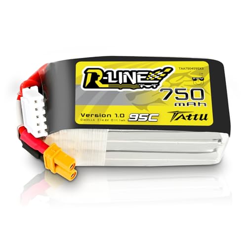 TATTU 4S 750mAh 14.8V 95C 4S1P Lipo Akku mit XT30 Stecker für FPV Racing Quadrocopter 100 180 Größe von TATTU