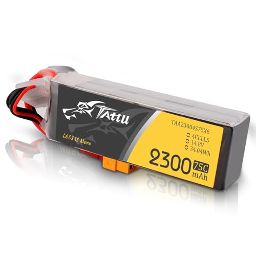 Tattu 4S LiPo Akku 2300mAh 14.8V 75C 4S für FPV Racing Quadcopter Racing Diverse Hubschrauber Flugzeuge Drohnen und Modelle von Booten von TATTU