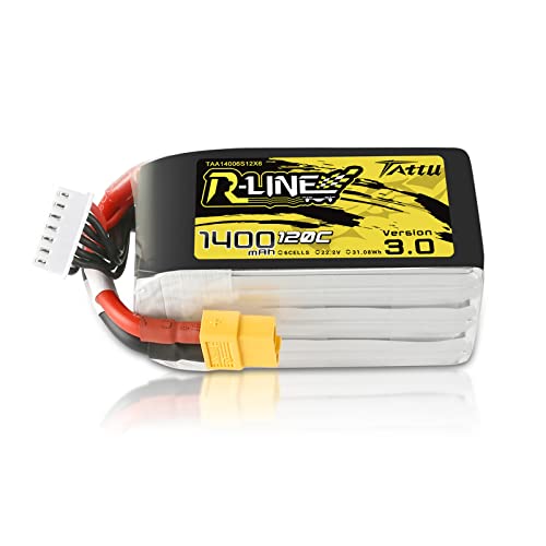 Tattu 6S LiPo Akku Pack 1400mAh 22.2V 120C 6S mit XT60 Stecker für FPV Racing Quadcopters Helikopter Flugzeuge von TATTU