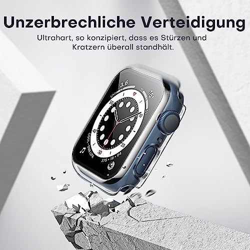 TAURI 2 Stück Hard Hülle Mit Tempered Glass Designed für Apple Watch 44mm Series SE/Series 6/Series 5/ Series 4 - Transparent von TAURI