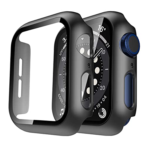TAURI 2 Stück Hülle für Apple Watch SE/Serie 6/5/4 Schutzhülle [Vollschutz], [Berührungsempfindlich], Schlanke Stoßstangenschutzhülle für Schutzfolie Apple Watch SE 40mm- Schwarz von TAURI