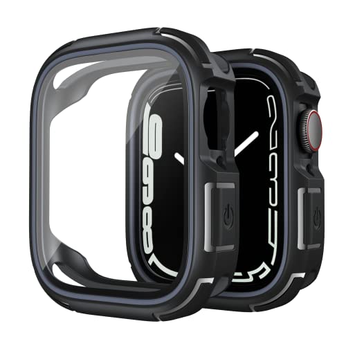 TAURI [2 in 1] Schutzhülle Kompatibel mit Apple Watch Series 7 41mm Hülle mit Tempered Glass Displayschutz, Schützend Weiche Stoßfänger-Schutzhülle, Kratzfest Case für iWatch 41mm Series 7 - Schwarz von TAURI