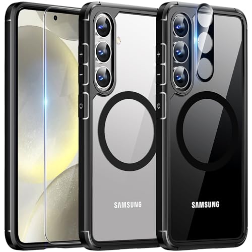 TAURI 5 in 1 für Samsung Galaxy S24 Hülle [Kompatibel mit Magsafe], 2 Folie + 2 Kameraschutz, Handyhülle Samsung Galaxy S24 Case-Schwarz von TAURI