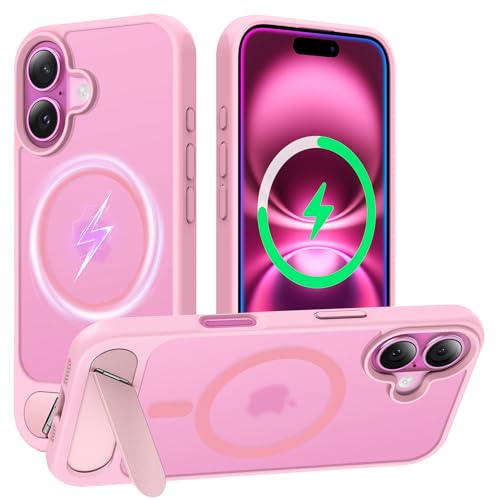 TAURI für iPhone 16 Hülle 6,1" mit Verstellbarem Ständer, Kompatibel mit MagSafe, Transluzente Matte Rückseite der Handyhülle, Militärgradiger Schutz, Stoßfest Magnetisch Schutzhülle - Rosa TAURI für iPhone 16 Hülle 6,1" mit Verstellbarem Ständer, Kompatibel mit MagSafe, Transluzente Matte Rückseite der Handyhülle, Militärgradiger Schutz, Stoßfest Magnetisch Schutzhülle - Rosa von TAURI