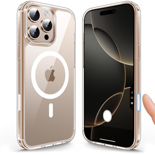 TAURI für iPhone 16 Pro Hülle, [Kamerasteuerungs-Aufnahmetaste] Handyhülle für iPhone 16 Pro Case, [Kompatibel mit MagSafe] [Vergilbt Nicht] Schlanke, Stoßfeste Telefon Hülle - Magnetisch Transparent von TAURI