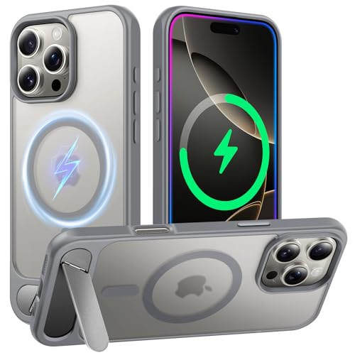 TAURI für iPhone 16 Pro Hülle 6,3" mit Verstellbarem Ständer, Kompatibel mit MagSafe, Transluzente Matte Rückseite der Handyhülle, Militärgradiger Schutz, Stoßfest Magnetisch Schutzhülle - Titan Natur TAURI für iPhone 16 Pro Hülle 6,3" mit Verstellbarem Ständer, Kompatibel mit MagSafe, Transluzente Matte Rückseite der Handyhülle, Militärgradiger Schutz, Stoßfest Magnetisch Schutzhülle - Titan Natur von TAURI