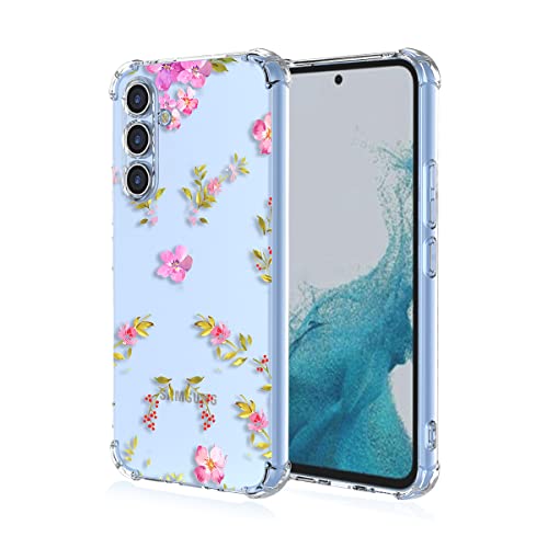 TAUYN Blumen Muster Hülle für Samsung Galaxy A54 5G, Soft TPU Bumper Schock-Absorption Handyhülle, Transparent Silikon Girls Schutzhülle, Sakura von TAUYN