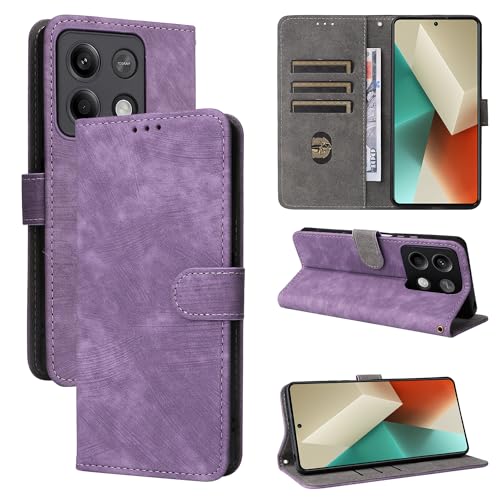 TAUYN Flip Folio Hülle für Xiaomi Redmi Note 13 Pro 5G/Poco X6 5G, RFID Funktion Handyhülle, PU/TPU Leder Magnetverschluss Kartenschlitz Schutzhülle - Lila von TAUYN