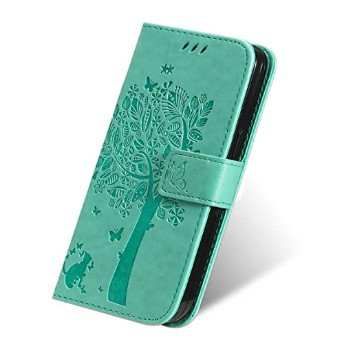 TAUYN Hülle für Honor X7a, PU/TPU Leder Flip Folio Tasche Handyhülle, mit [Kartenfach] [Magnetverschluss] Standfunktion Brieftasche Handy Cover - Grün von TAUYN