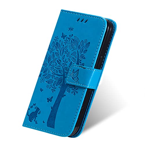 TAUYN Hülle für Honor X8a, PU/TPU Leder Flip Folio Tasche Handyhülle, mit [Kartenfach] [Magnetverschluss] Standfunktion Brieftasche Handy Cover - Blau von TAUYN