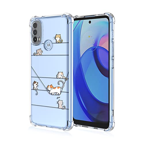 TAUYN Hülle für Motorola Moto E20/E30/E40, Transparent Silikon Katze Niedlich Muster Girls Schutzhülle, Soft TPU Bumper Schock-Absorption Handyhülle, Kätzchen von TAUYN