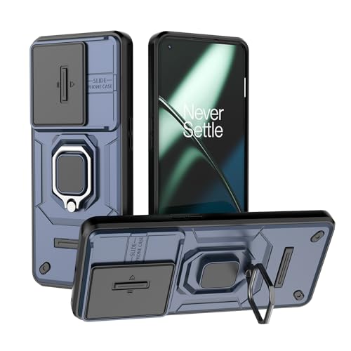 TAUYN Hülle für OnePlus 12, TPU/PC Stoßfest Heavy Armor Bumper Stoßfest Schutzhülle, Schiebedeckel, mit Ständer Handyhülle - Blau von TAUYN