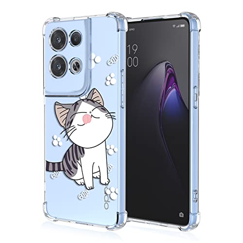 TAUYN Hülle für Oppo Reno8 5G/Reno 8 5G, Transparent Silikon Katze Niedlich Muster Girls Schutzhülle, Soft TPU Bumper Schock-Absorption Handyhülle, Katze von TAUYN