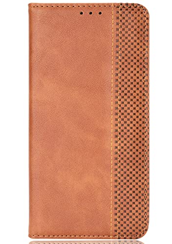 TAUYN Hülle für Oukitel C33, Premium Leder PU/TPU Flip Folio Tasche Handyhülle, mit [Kartenfach] [Magnetverschluss] Standfunktion Brieftasche Handy Cover - Braun von TAUYN
